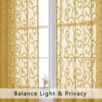 Furman Gold Sheer Curtains 54 Inch 2 Panels Set - Image 3