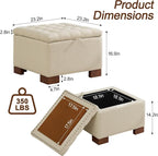 WUTUTUEE 24" Fabric Square Storage Ottoman - Image 2