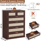 LEYAOYAO Dresser for Bedroom, Modern 6 Drawers Boho Rattan Dressers - Image 6