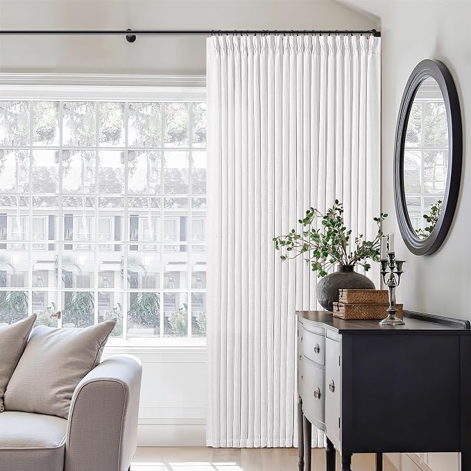Snow White Pinch Pleated Linen Curtains 92 Inches Long 2 Panels | by Twodrapes