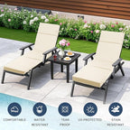 2 Pcs Outdoor Chaise Lounge Cushion 72" x 21" x 3", 4-Section Folding Patio - Image 4