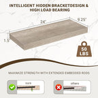 Acovy 24 Inch Floating Shelves, 3D Textured Wood Grain, Wooden Shelves - Image 3
