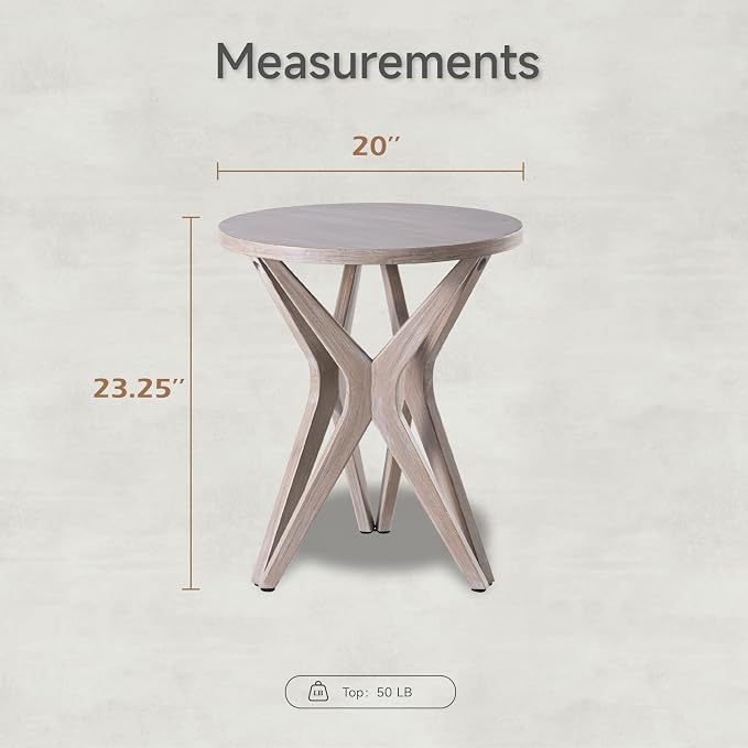 Pedestal Farmhouse End Table, Distressed Top - Image 2