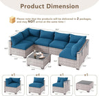 LOUVIXA 7 Piece Outdoor Patio Furniture Set, Outdoor Sectional Sofa, Wicker - Image 2
