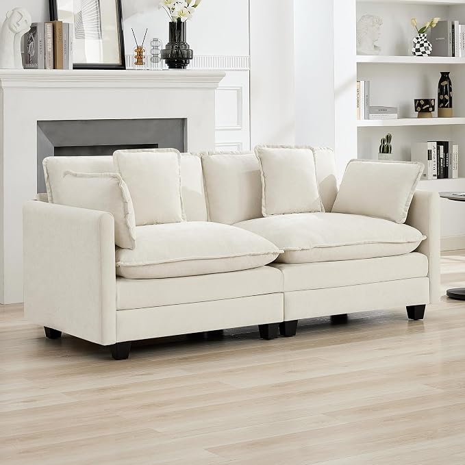76'' Cloud Deep Seat Loveseat, Upholstered Chenille Modular 2-Seats Sectional - Image 7