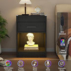Gyfimoie Led Night Stand with Charging Station & RFID Lock Cabinet, Smart - Image 5