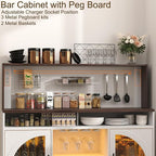 54" Coffee Bar Cabinet with Pegboard, Baskets & Movable Charging Station - Image 3
