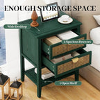 22" Green Accent Side Cabinet, Boho Storage Cabinet - Image 3