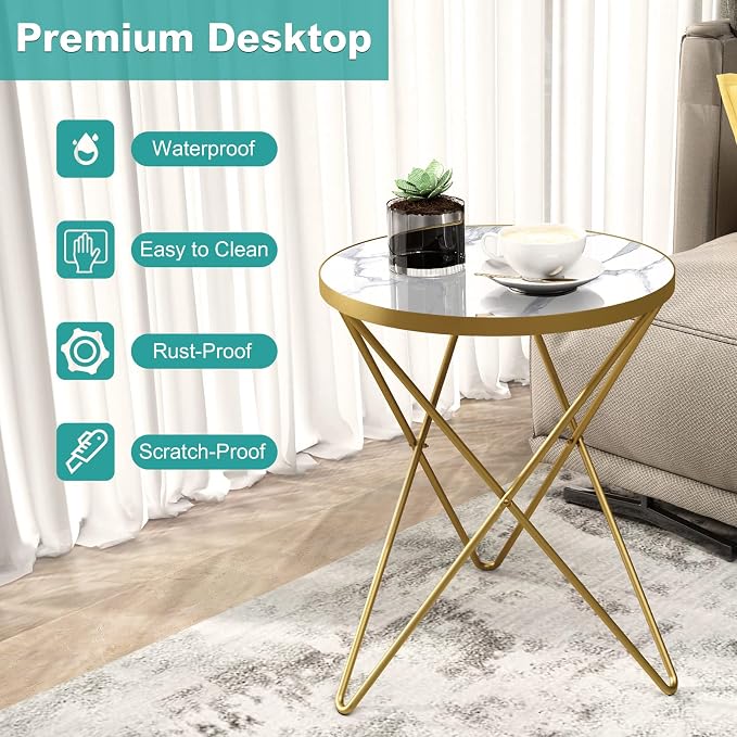 HLR Modern Round Side Table Set of 2, End Table - Image 6