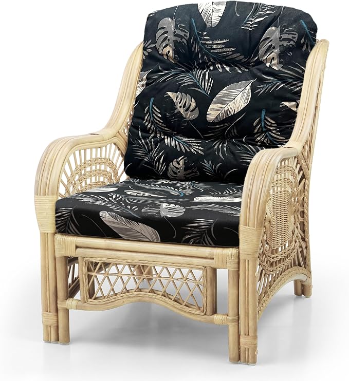 Malibu Lounge Set of 4: 2 Natural Rattan Wicker Chairs, Three-Seater Sofa and - Image 7