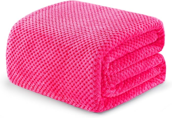 Exclusivo Mezcla Soft Waffle Fleece Bed Blanket King Size, Hot Pink | by ExclusivoMezcla