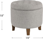 Homepop Home Decor | Upholstered Round Tufted Foot Rest Ottoman | Ottoman - Image 3