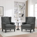 Accent Chair Set of 2, Mid Century Modern Fabric Wingback Chair, Upholstered by choairy