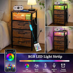 Yoobure Night Stand with Charging Station, 16 Colors LED Nightstand with USB - Image 4