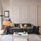 VClife Boho Couch Covers, Modern Checkered Jacquard Couch Covers by VCLIFE