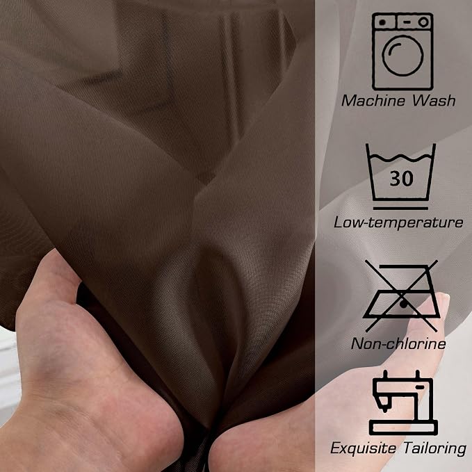 Sheer Curtains, Chocolate Sheer Curtains 78 inch Length 2 Panels Set, Rod - Image 8