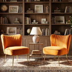 Velvet Accent Chairs Set of 2 for Comfy Living Room Armless Slipper Chair Mid - Image 7