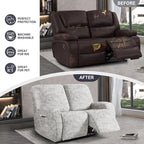 ANARACHON Leather Look Loveseat Recliner Cover, 6-Pieces Stretch Dual Recliner - Image 5