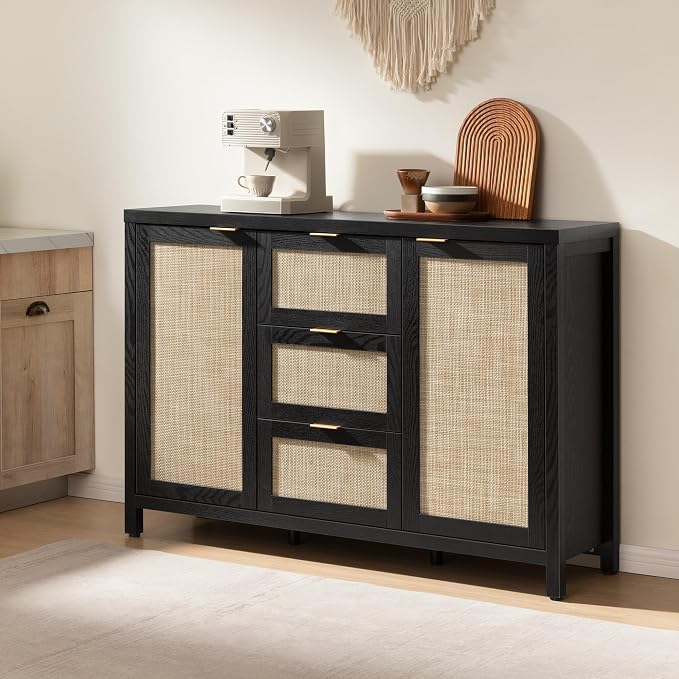 SICOTAS Rattan Sideboard Buffet Coffee Bar Cabinet - Image 2