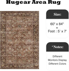 5x7 Brick Red Vintage Floral Washable Area Rug - Image 2