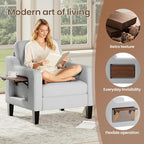 Accent Chair for Living Room Modern Linen Upholstered Armchair Side Wooden - Image 3