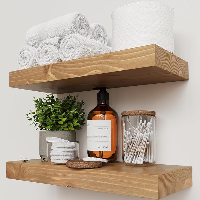 BAOBAB WORKSHOP Natural Wood Floating Shelves by BAOBABWORKSHOP