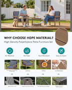SERWALL HDPE Patio Sofa Set, 3-piece Sectional Outdoor Furniture Set, All - Image 3