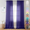 Purple Sheer Curtains 108 Inches Long, Light Filtering Semi Transparent by OVZME