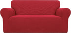 Easy-Going Stretch Loveseat Couch Covers Washable Christmas Red | 1-Piece by Easy-Going