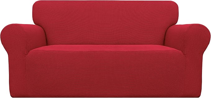 Easy-Going Stretch Loveseat Couch Covers Washable Christmas Red | 1-Piece by Easy-Going