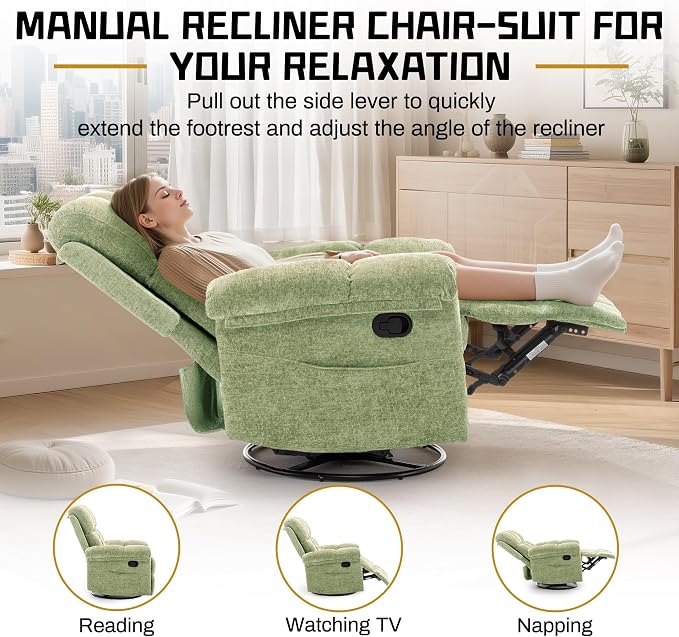 Korser Recliner Chair, Swivel Rocker Recliner Chair - Image 4