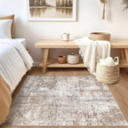 UERMEI Square Area Rugs : Washable 5x5 Neutral Modern Abstract Carpet - Image 3