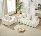 Antetek Set of 3 Teddy Sofa for Living Room, Modern 2 Units Deep Seat Sofa - Image 4