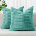 MIULEE Corduroy Decorative Throw Pillow Covers 20x20 Aqua Green Pack of 2 | by MIULEE