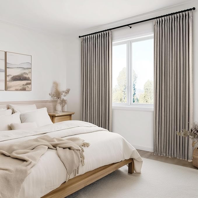 94 Inch Length Pinch Pleat Linen Curtains Drapes 2 Panels Set, Hooks Sense of - Image 2