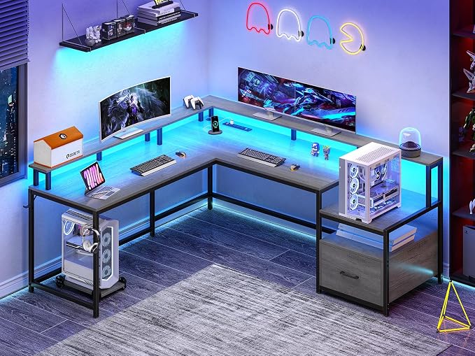 SEDETA L Shaped Desk, Gaming Desk - Image 2
