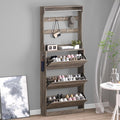 BORNOON Shoe Cabinet with 3 Flip Drawers & Coat Rack, Narrow Hidden Shoe by BORNOON