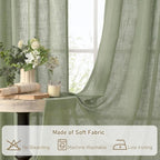 Sage Green Linen Curtains 30 Inch Length - Image 8