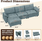 JUMMICO 118.9" Modular Sectional Cloud Couch 3-Seat Sofa Set - Image 2
