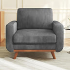 Vesgantti 38.5" Accent Chair Dark Gray, Comfy Corduroy Single Sofa Seat by Vesgantti
