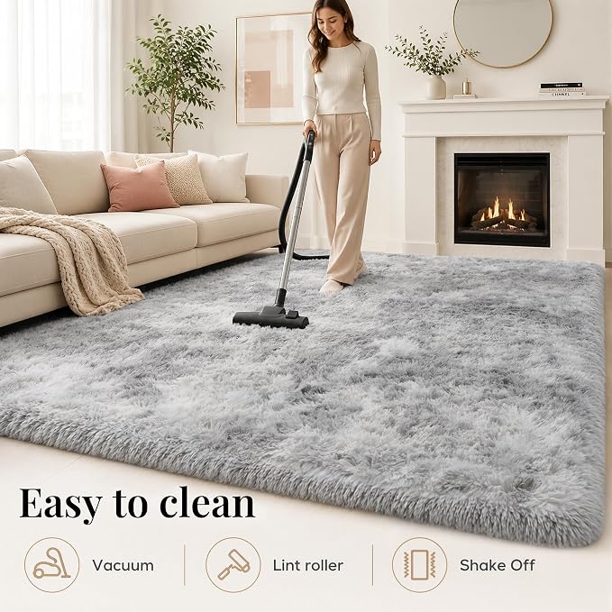 PLHXFR 9x12 Area Rugs Living Room: Fluffy Bedroom Shag Rug Light Grey | Upgrade - Image 9