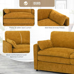 Comfy Chenille Sofa Set with Well-Filled Pillows, Modern 3 Seater and Loveseat - Image 5
