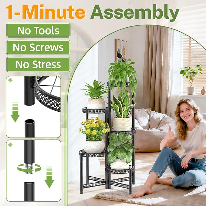 iDavosic.ly Plant Stand Indoor Outdoor, 5 Tier Corner Metal Flower Display - Image 2