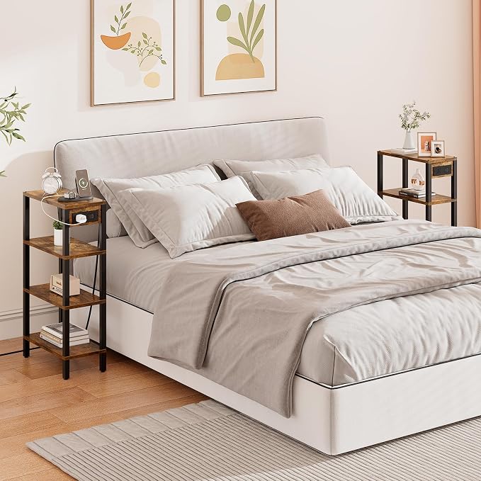 TUTOTAK Narrow Side Table with Charging Station, Small End Table with USB Ports - Image 8