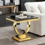 Henf Marble End Table Modern Black Faux Marble Sofa Side Table by Henf
