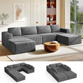 Vesgantti 159" Large Modular Sectional Sofa, U-Shaped Corduroy Cloud Couch by Vesgantti