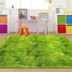 Green Tie-Dyed Rug for Bedroom 4x6 Fluffy Area Rug Mat Bedside Throw Rug for - Image 2