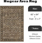 5x7 Brown Vintage Floral Washable Area Rug - Image 2