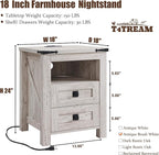 T4TREAM Nightstand with Charging Station, End Table, Side Table with 2 Drawers - Image 2