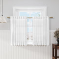 White Kitchen Curtains 36 Inch Length Set 2 Panel Back Tab Pocket Semi Sheer by Nanspring
